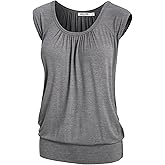 Lock and Love Women's Scoop Neck Short Sleeve Solid/Print/Dip-Dye Sweetheart Top S-3XL Plus Size