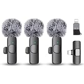 Akcswo 3 Pack Wireless Lavalier Microphone for iPhone, iPad, Android, 18-Hour Battery,Low DelayMini Microphone Plug and Play Noise Reduction Mic for Video YouTube TikTok Vlog Podcast Content Creators