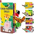 beiens Baby Books Toys, Touch and Feel Crinkle Cloth Books for Babies, Infants & Toddler, Early Development Interactive Car & Stroller Soft Toys for Boys & Girls (Rainforest Tails-1 Book)