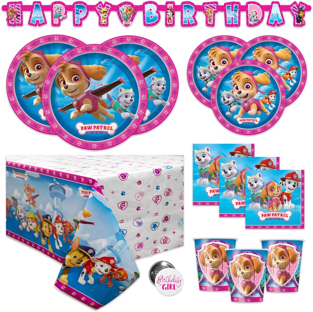 Paw Patrol Skye and Everest Girl Juego de suministros para fiesta de
