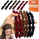 Zeiuvdy 6 Pack Headbands with Clips for Hair Styling - 90s Butterfly Style, Braided Non-Slip Headband with Teeth and 6 Braided Hair Clips for Women DIY Decoration (Black, Wine Red, Brown)