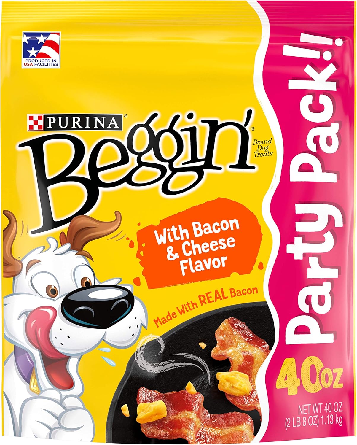 Purina Beggin' Strips Real Meat Dog Training Treats, Bacon & Cheese Flavors - 40 oz. Pouch