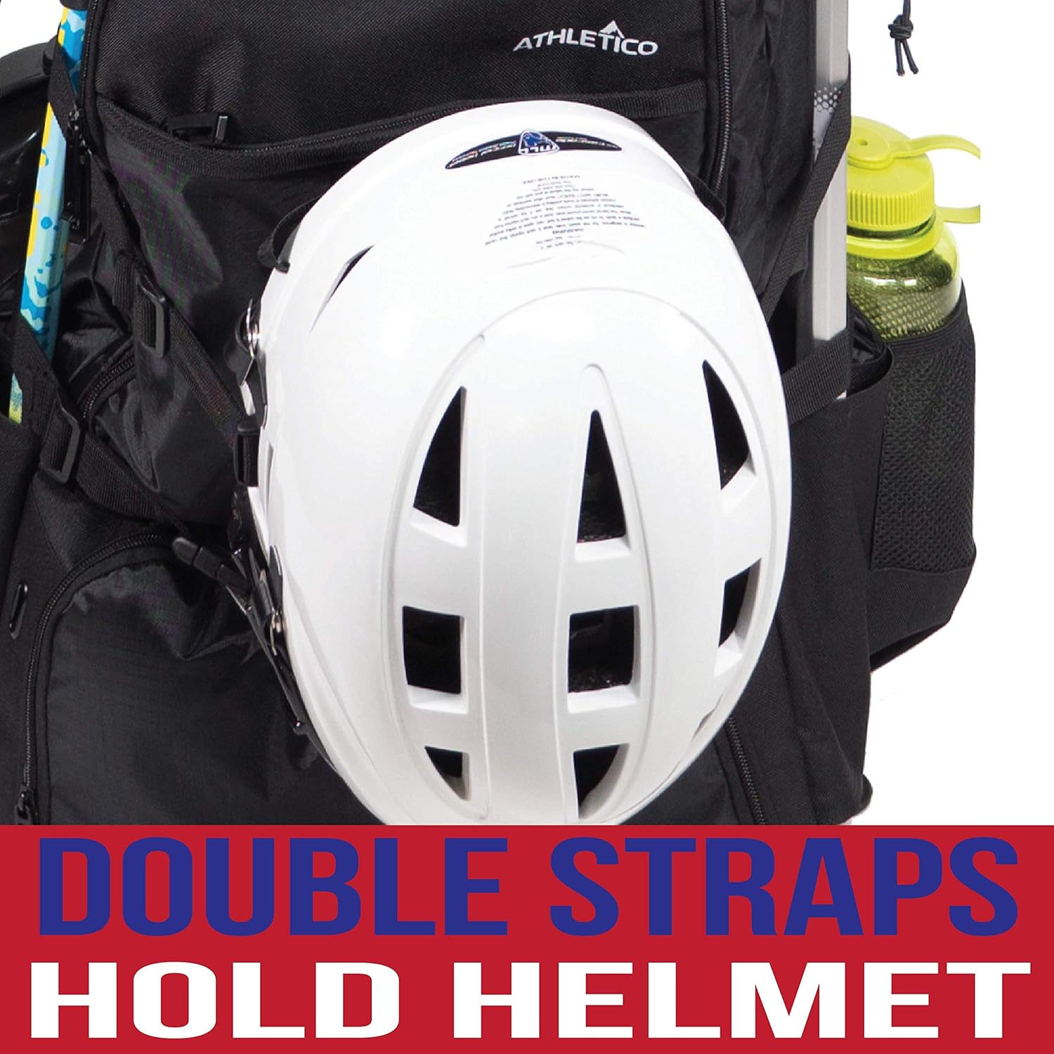 Athletico Lacrosse Bag - Extra Large Lacrosse Backpack - Holds All Lacrosse or Field Hockey Equipment - Two Stick Holders and Separate Cleats Compartment (Black) : Clothing