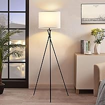 IDÉE　TRIPOD FLOOR LAMP　IDÉE Tripod Floor Lamp Black, 61” Tall Floor Lamps, Standing Lamp