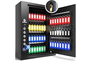 XDeer 60-Key Biometric Lock Box, Wall Mount with Anti-Theft Key Slot and Combo Lock for Hotels & Offices