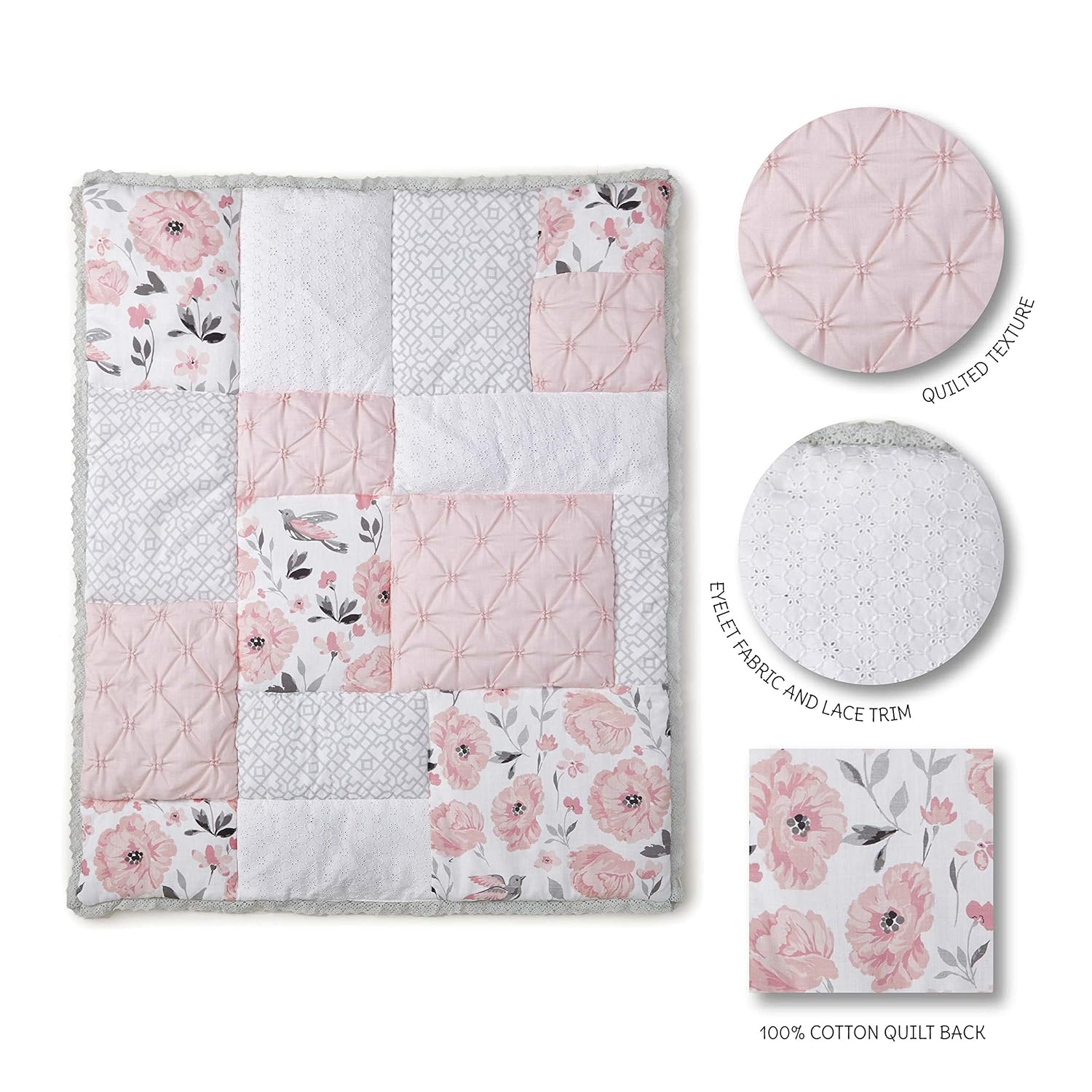 levtex baby elise grey and pink floral