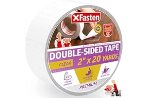 XFasten Clear Double Sided Sticky Tape, Removable, 2-Inches x 20-Yards, Single Roll Ideal as an Anti-Scratch Cat Training Tap