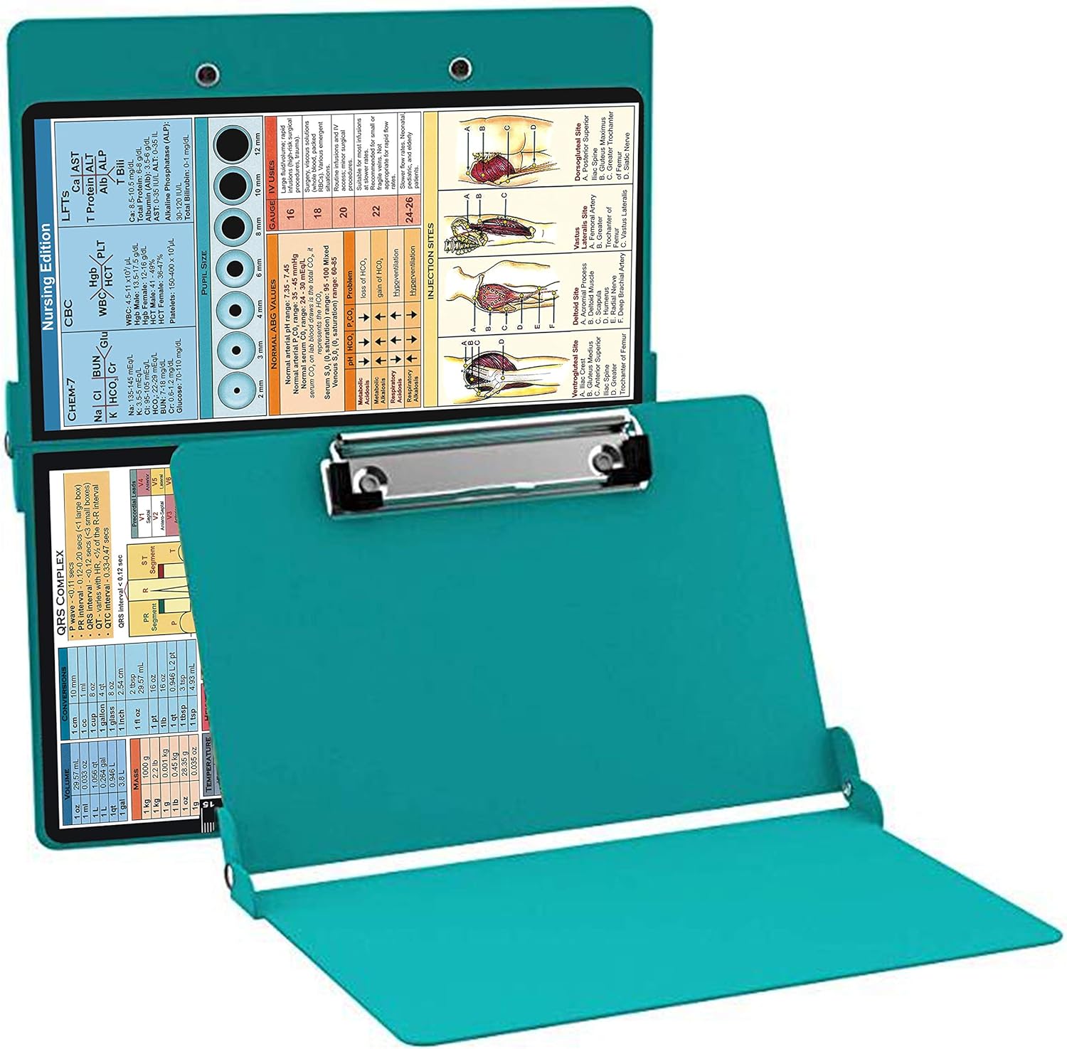 Bokysi Nursing Clipboard Teal (Aluminum Clipboard Nursing Edition Teal) Folding Clipboard for