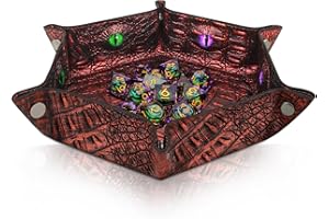 Byhoo Crocodile Pattern DND Dice Tray, Foldable Hexagonal Dice Rolling Tray, Glow-in-The-Dark Eye Dice Tray, Perfect for RPGs