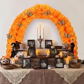 Leinuosen Dia De Los Muertos Altar Decor Day of The Dead Altar 16 x 24'' | Wooden Ofrenda Altar, Day of The Dead Decor, Marigold Garland, 12 DIY Butterfly, Ofrenda Decor for Dia De Los Muertos Diwali