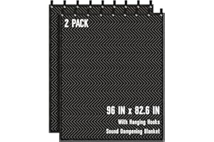 AMUFON 2PCS Large Sound Dampening Blanket,96" x 80" Sound Absorbing Studio Blanket,Noise Cancelling Studio Acoustic Blanket Curtain/Light Blocker/Moving Blanket