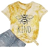 Be Kind Tshirt Women Cute Bee Graphic Shirt Funny Inspirational Teacher Short Sleeve Tees Tops