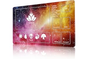 AIRCBC MTG Playmat Stitched with Magic Zone Non-Slip Rubber Backing Printing Commander Board Game Desk Mat Duel Mat TCG PTCG Playmat 24x14 inches and Free Storage Bags (Red Starrysky)