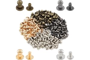 Moicstiy 100Set 5mm Round Head Button Studs Solid Button Stud Screw Leather Button Rivets for Bag, Belt, Craft, DIY Decoratio