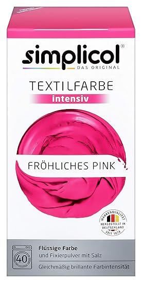 Simplicol Textilfarbe intensiv (18 Farben), Fröhliches Pink 1805: Einfaches Färben in der Waschmaschine, All-in-1 Komplettpac