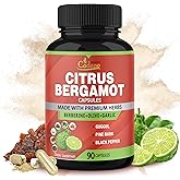 Organic Cadane Citrus Bergamot Supplement Extract Capsules, 90 Capsules & Berberine, Olive, Guggul, Garlic, Pine Bark, Black Pepper | Supports Overall Health, Immune System | 3 Months Supply