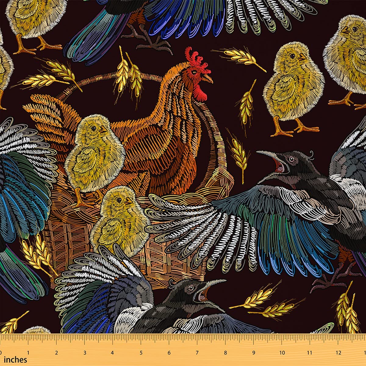 Erosebridal Bird Upholstery Fabric, Chicken Chick