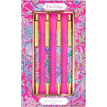 Amazon.com : Lilly Pulitzer Black Ink Pen Set of 4, Retractable ...