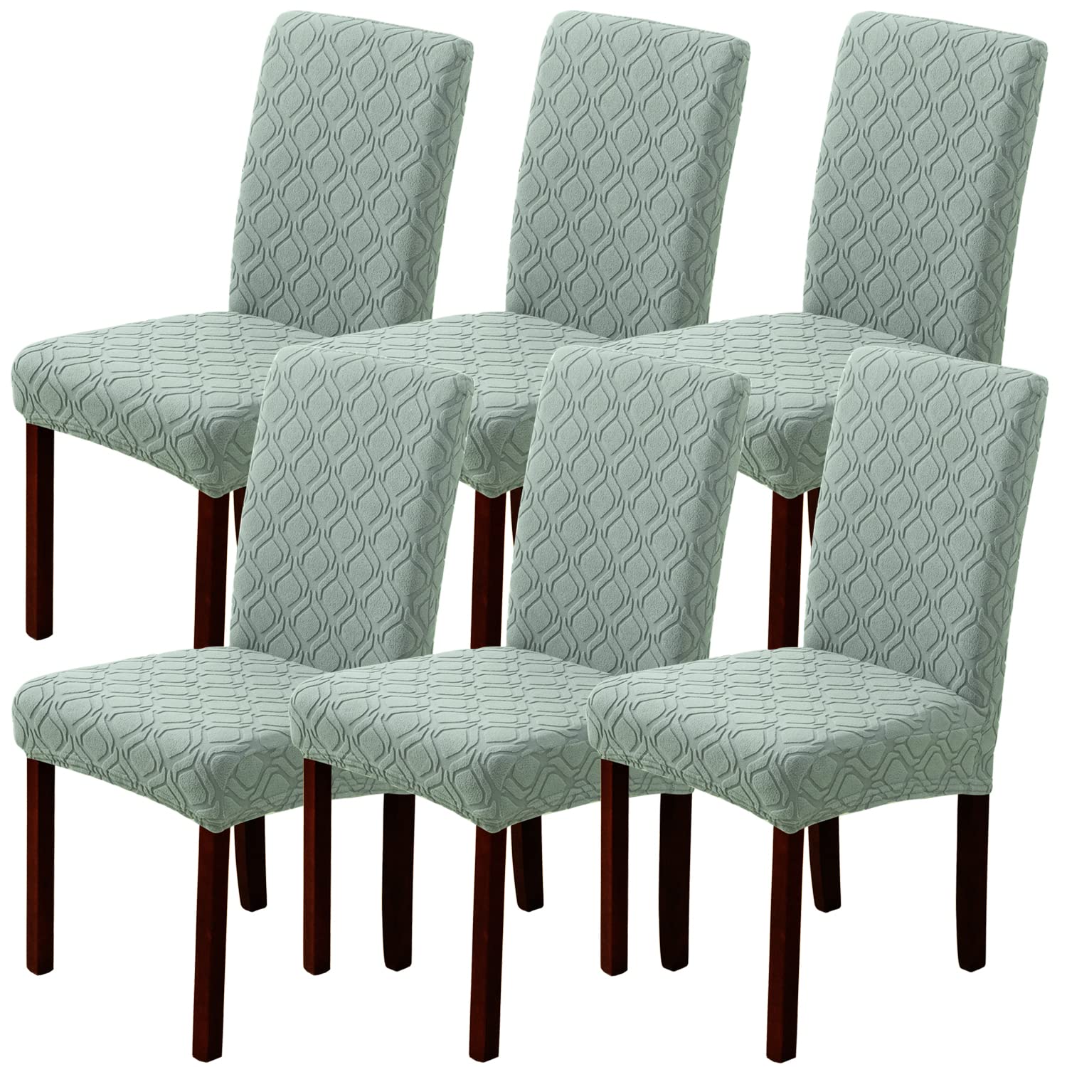LANSHENG Dining Chair Covers, Stretch Chair Covers for Dining Chairs 6, Removable Washable Dining Chair Seat Slipcovers for Dining Room, Kitchen (Set of 6, Sage Green)