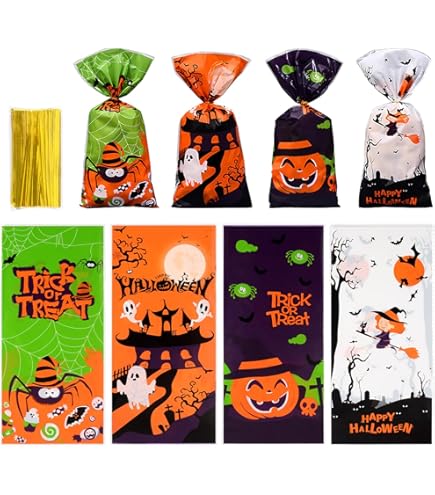 Lot De 50 Sacs à Friandises D'Halloween En Cellophane Avec