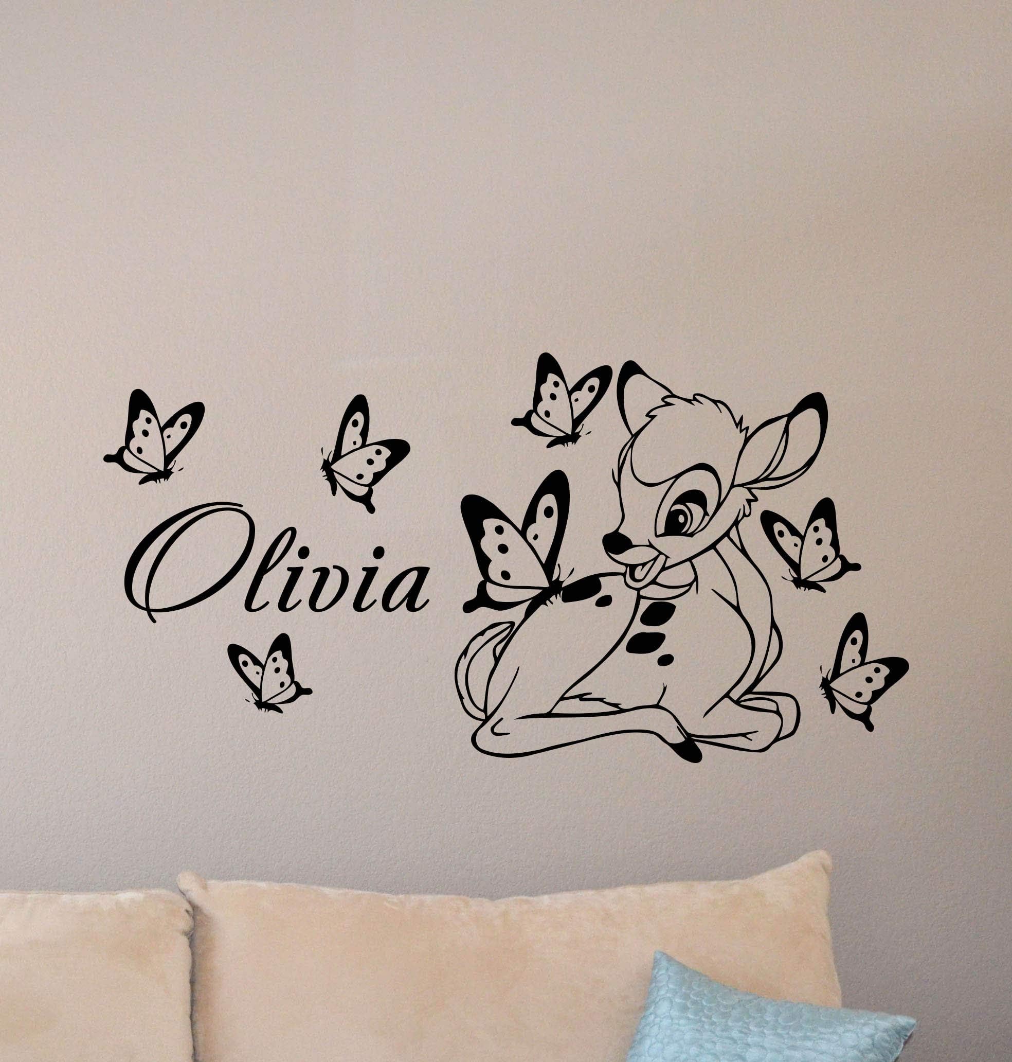 Bambi Wall Decal Personalized Baby Name Poster Custom Sign Disney Quote Nursery Vinyl Sticker Gift Child Room Decor Playroom Wall - Made in USA-Fast delivery