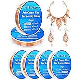 FIVEIZERO 6 Rolls 6 Size Jewelry Making Copper Wire Kit - 18/20/22/24/26/28 Gauge Pure Dead Soft Bare Copper Wire for Electroculture Gardening, Crafting, Beading, Sculpting