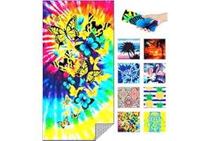 VICOMDY Microfiber Lightweight Thin Beach Towel Sand Free Quick Dry Super Absorbent Large Towels for Swimming Pool Travel Beach Accessories Essentials Vacation for Adults Kids Butterfly