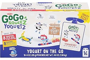 GoGo SqueeZ YogurtZ Strawberry/Banana Variety Pack (8 Strawberry and 8 Banana)