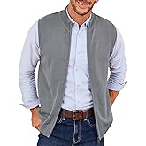 Runcati Mens Full Zip Sweater Vest Knitted Stand Collar Cardigan Golf Vest Casual Slim Fit Sleeveless Sweaters