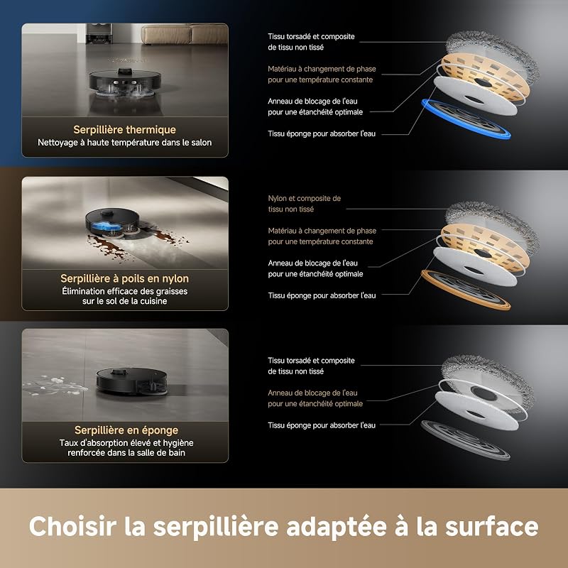 Matrix10 Pro Robot Aspirateur Laveur, Station Multi-serpillières