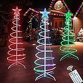 Presence 3 PCS Spiral Christmas Tree with Lights for Outside, Collapsible Multicolor LED Lighted Mode Christmas Tree for Outdoor