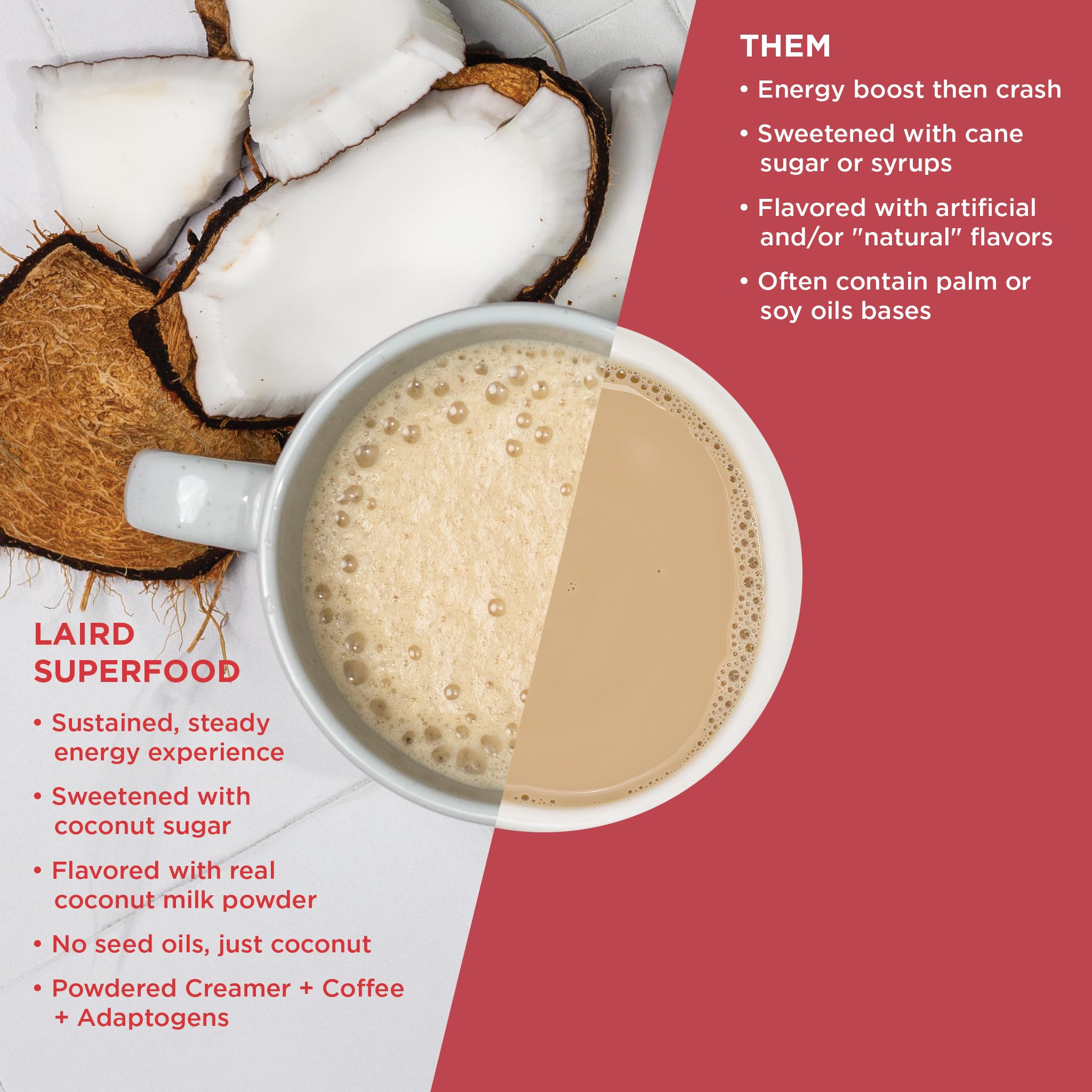 Laird Superfood Instant Latte Sweet & Creamy, Non-Dairy, Superfood Creamer, Gluten Free, Non-GMO, Vegan, 16 oz. Bag, Pack of 1