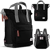 ORI LONDON Small Tote Bag Backpack - Nylon Tote Backpack for Women & Men - Wide Mouth, Chunky Zippers - The Bantry, Black