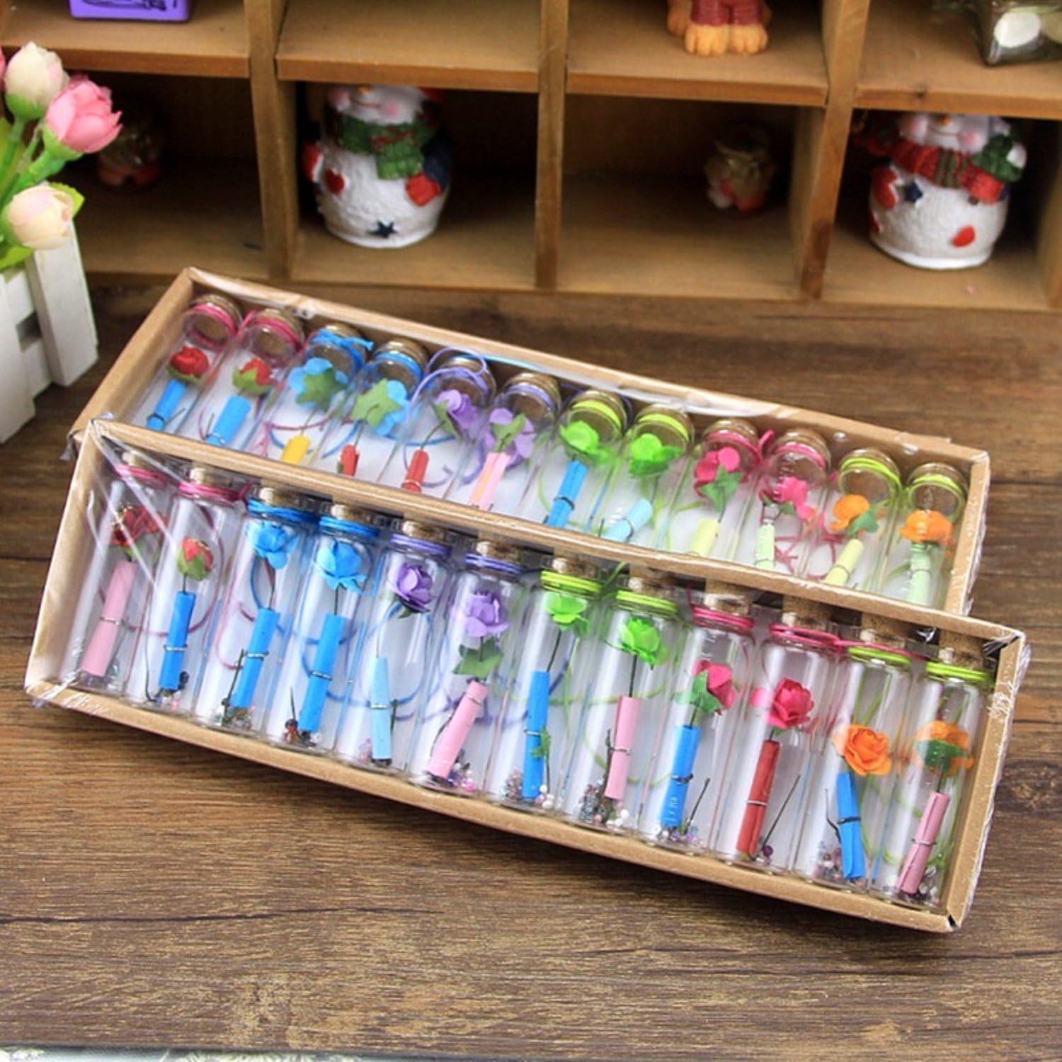 Mini Clear Glass Immortal Flower Wishing Bottles Vial Jar