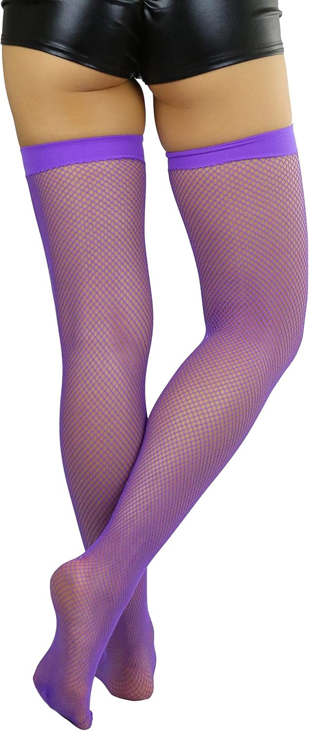 ToBeInStyle Women’s Bright and Vibrant Fishnet Thigh High Stockings at  Women’s Clothing store