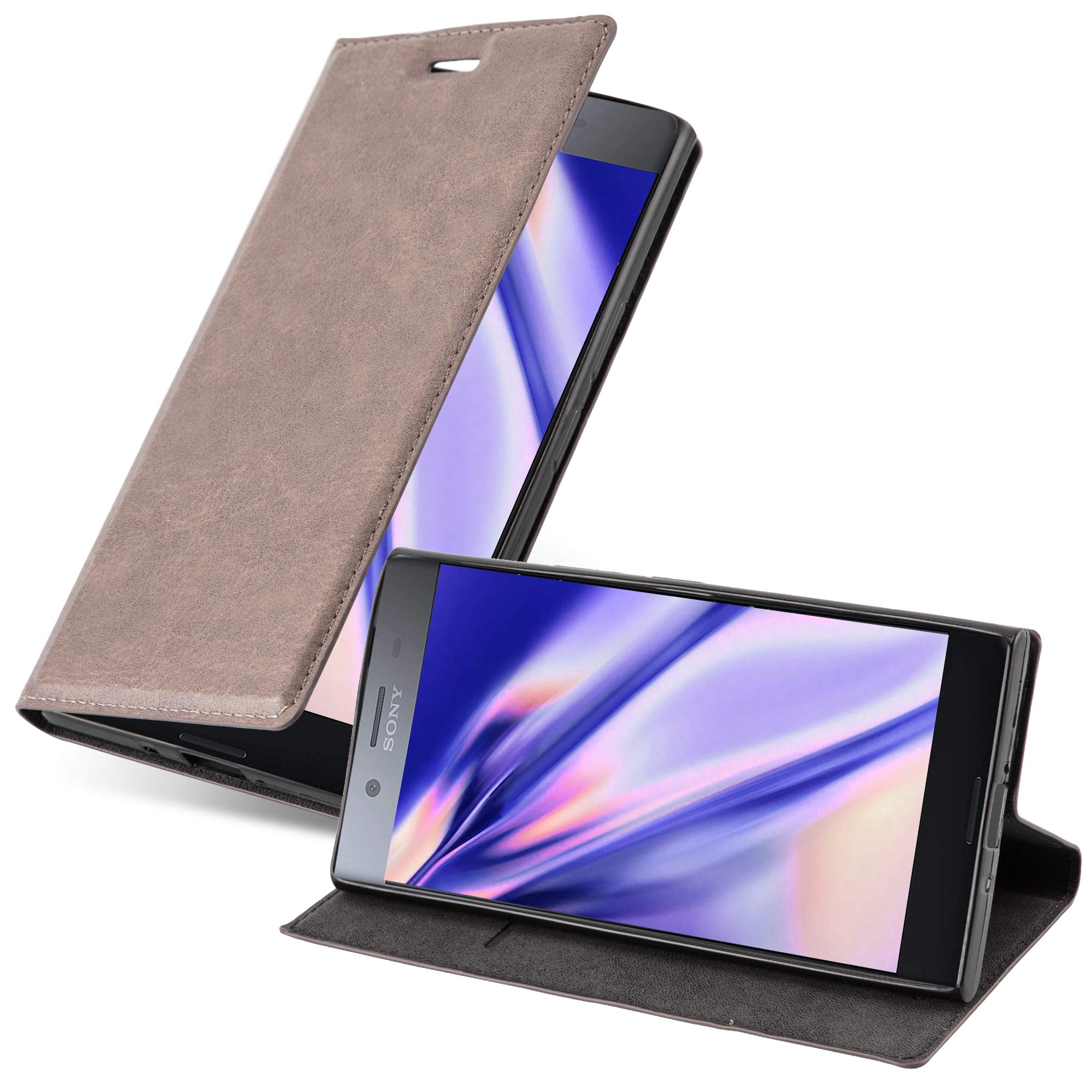 Cadorabo Book Case Compatible with Sony Xperia XZ Premium in Coffee Brown - with Magnetic Closure, Stand Function and Card Slot - Wallet Etui Cover Pouch PU Leather Flip