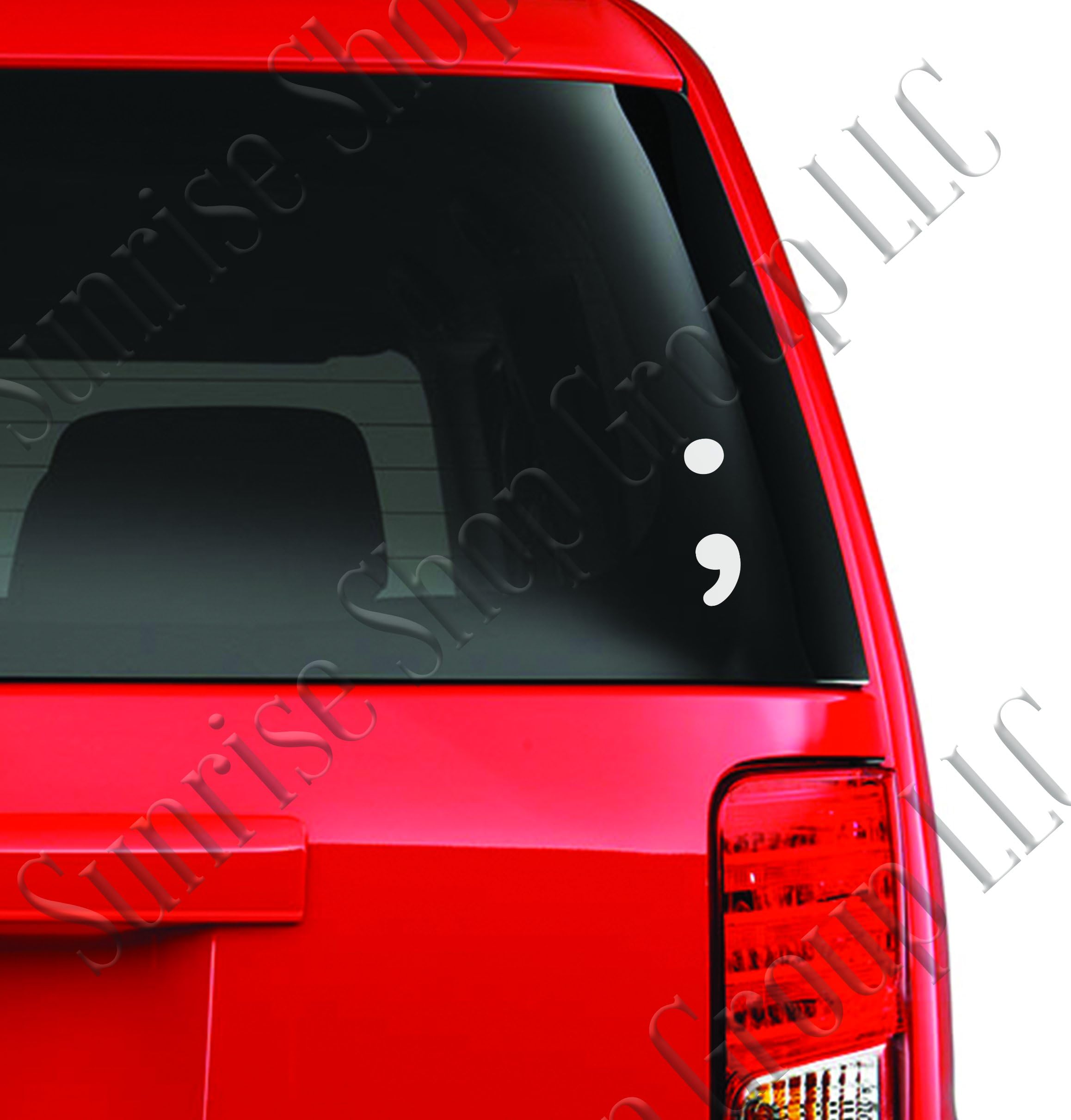 Semicolon - Vinyl Car Decal - Custom Window Car Decal - Unique - Gifts - Fancy - Have a Nice Day - Express Your Journey - Funny (5" x 1.6")