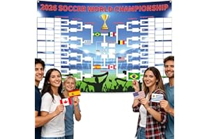 Probsin 2026 World Soccer Cup Schedule Banner 72" x 43" Backdrop DIY Predict Poster with 64pcs International Countries Flag S