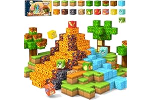 Magnetic Blocks 100PCS Building Cubes, Sensory Toddler Toys for 3+ Year Old Boys Girls Birthday, Build Magnet Volcano Dinosau