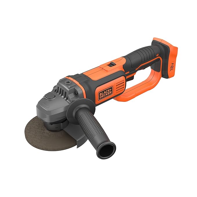 Black+Decker BCG720N Akku Winkelschleifer (18 V, 125 mm Scheiben-ø, Sanftanlauf, für Standard-Trenn, Schleif-& Schrupparbeite