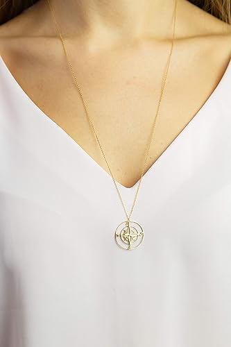 Kompass Kette Edelstahl vergoldet, Größenverstellbar