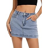 LAOTEPO Jean Skort Denim Skirts for Women, Y2k Trendy Mini High Waist Skorts Sexy Stretchy Denim Shorts