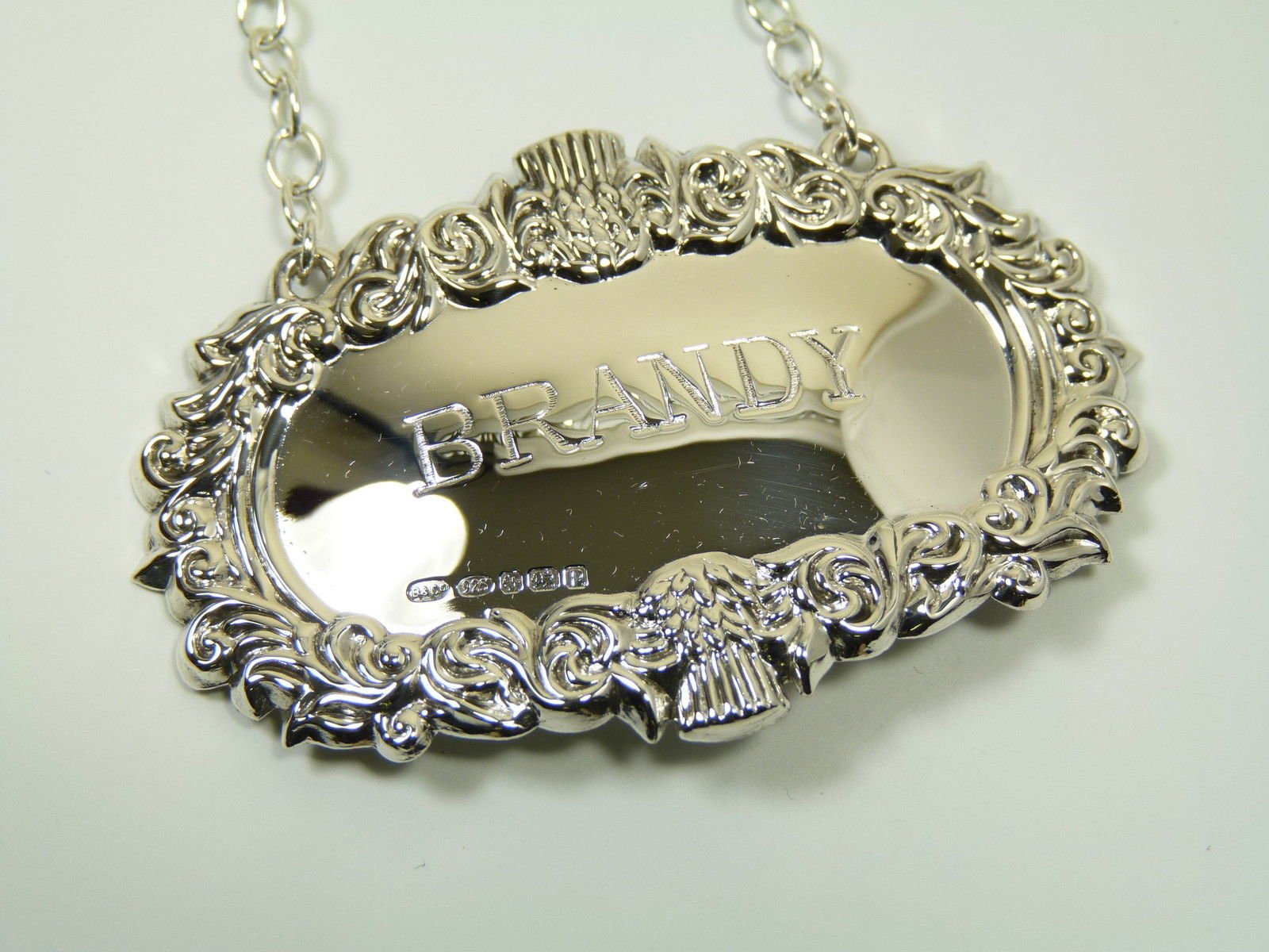 New Sterling Silver Thistle Decanter/Wine Label - Brandy - Boxed