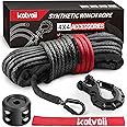 Kolvoii Synthetic Winch Rope Kit, 1/4" x 50ft 9,650lbs Winch Cable with Steel Hook, Protective Sleeve and Winch Cable Stopper