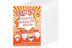 OFNMY Printable Shrinky Dink Sheets,White Printable Shrink Paper,Shrinky Dink Kits for Kids with 25 Shrink Plastic Sheets,Shrink Film Sheets for Inkjet Printer Kids DIY Crafts Mothers Day Gifts,21x29.7cm