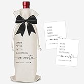 Funny Pregnancy Announcement Wine Bag, Aunt Baby Announcement Ideas, Pairs Well with Becoming An Auntie, New Mom Dad Gifts for Pregnancy Reveal, Burlap Drawstring Wine Bottle Gift Bag-B49