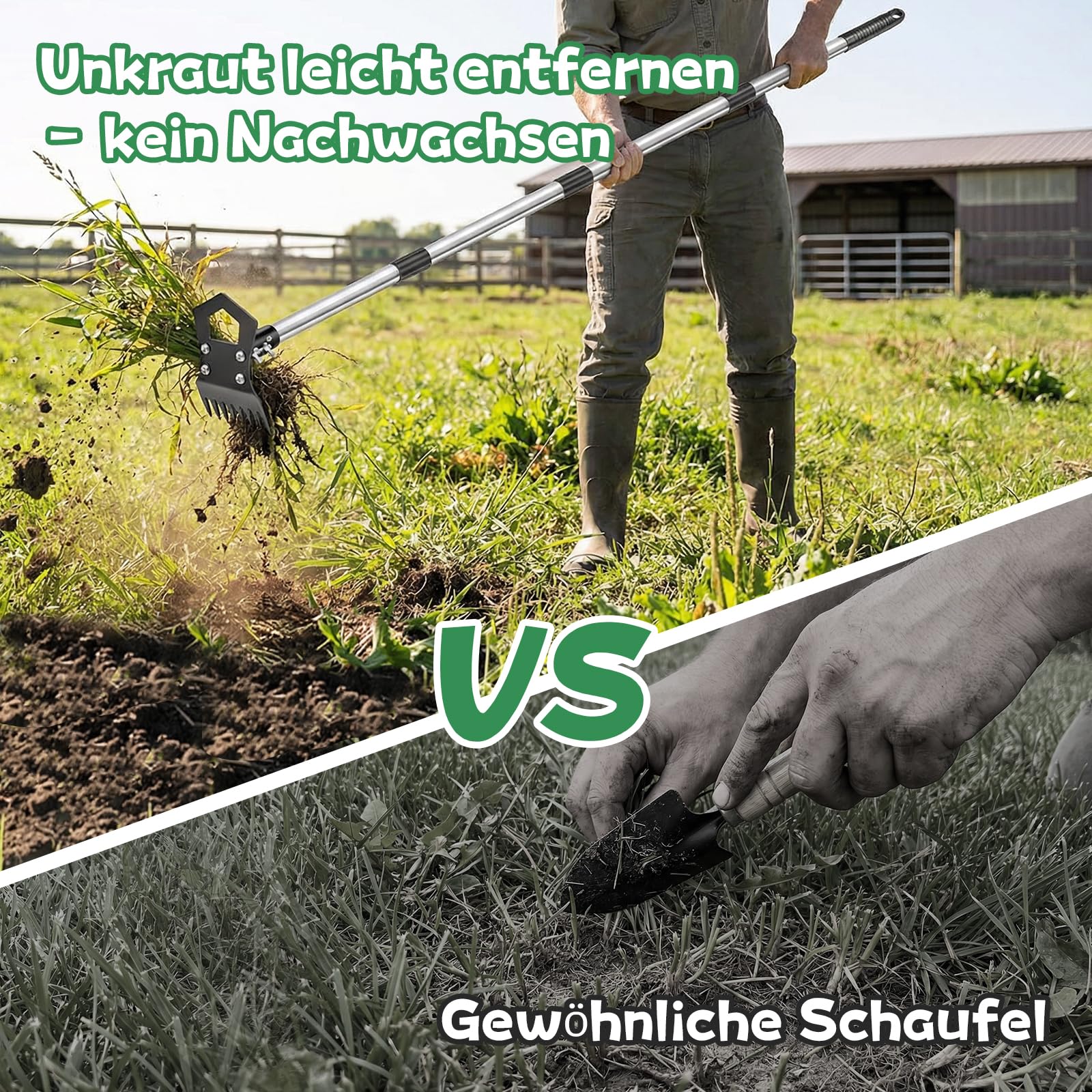 Hysagtek Unkrautstecher - 150cm Unkraut Entferner Gerät, Unkrautjäter mit Langem Stiel und Schraubenzieher Abnehmbar, 2 in 1 Manuell Gartenhacke für Garten, Hof, Rasen, Terrasse 7