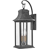 Hinkley 2934DZ Adair 20" Two Light Outdoor Wall Mount Lantern, Aged Zinc w/Clear Glass Exterior Light Fixture Wall Lantern, O