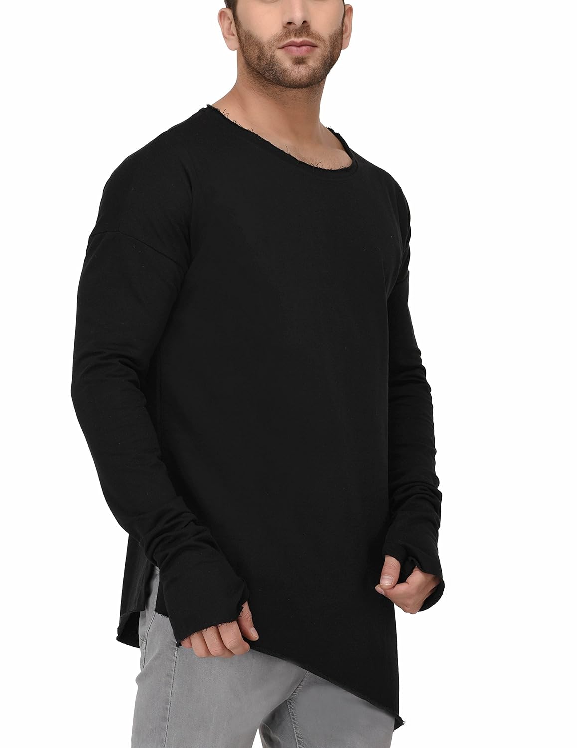 denimholic mens thumb hole cuffs long sleeve t-shirt