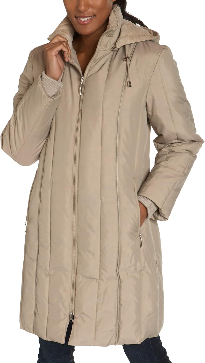 LIZ CLAIBORNE Women's 3/4 Length Zip Front Jacket Hooded